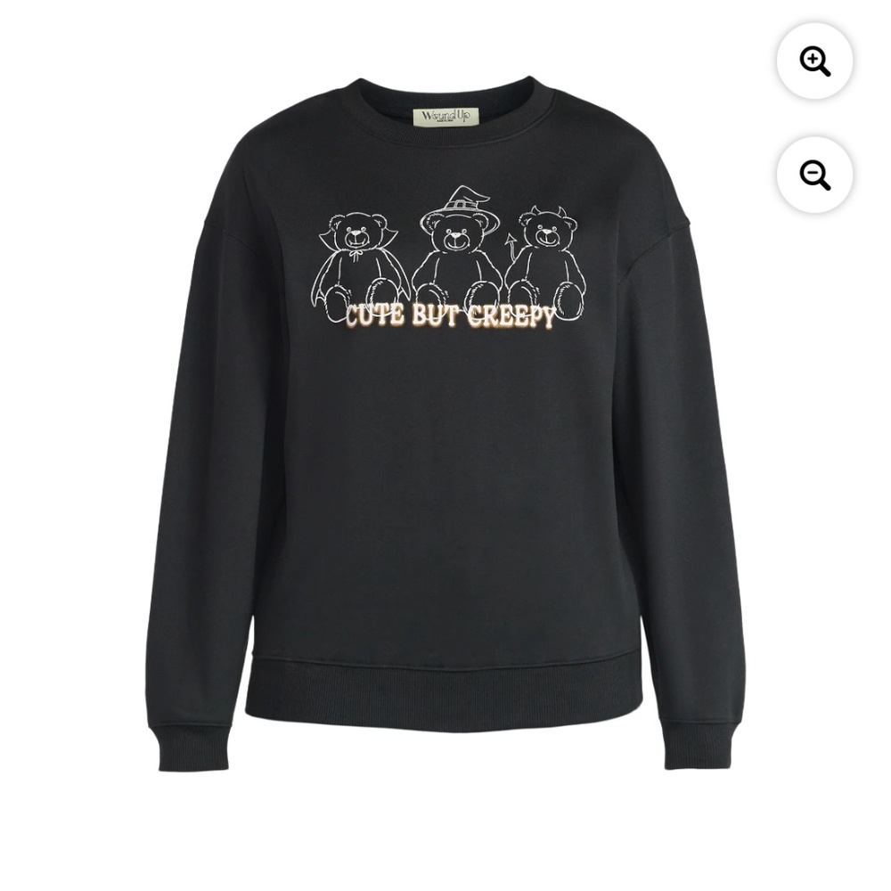 Cute But Creepy Women’s Black Graphic Long Sleeve Sweatshirt Size Large NWT - Picture 5 of 5